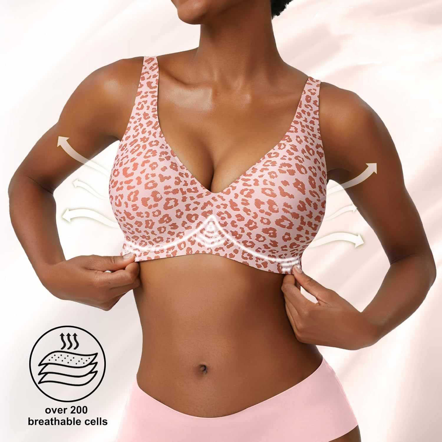 Women's Seamless Pink Leopard  - Minimizer Bra Women ulasan dan harga