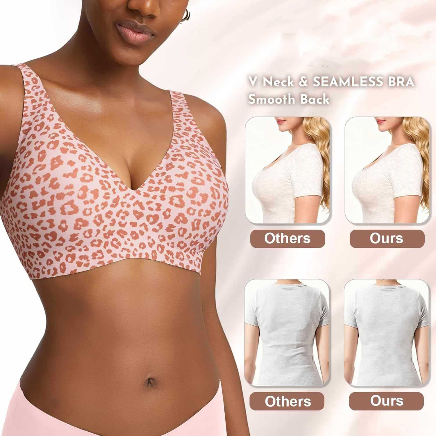 Women's Seamless Pink Leopard  - Minimizer Bra Women ulasan dan harga