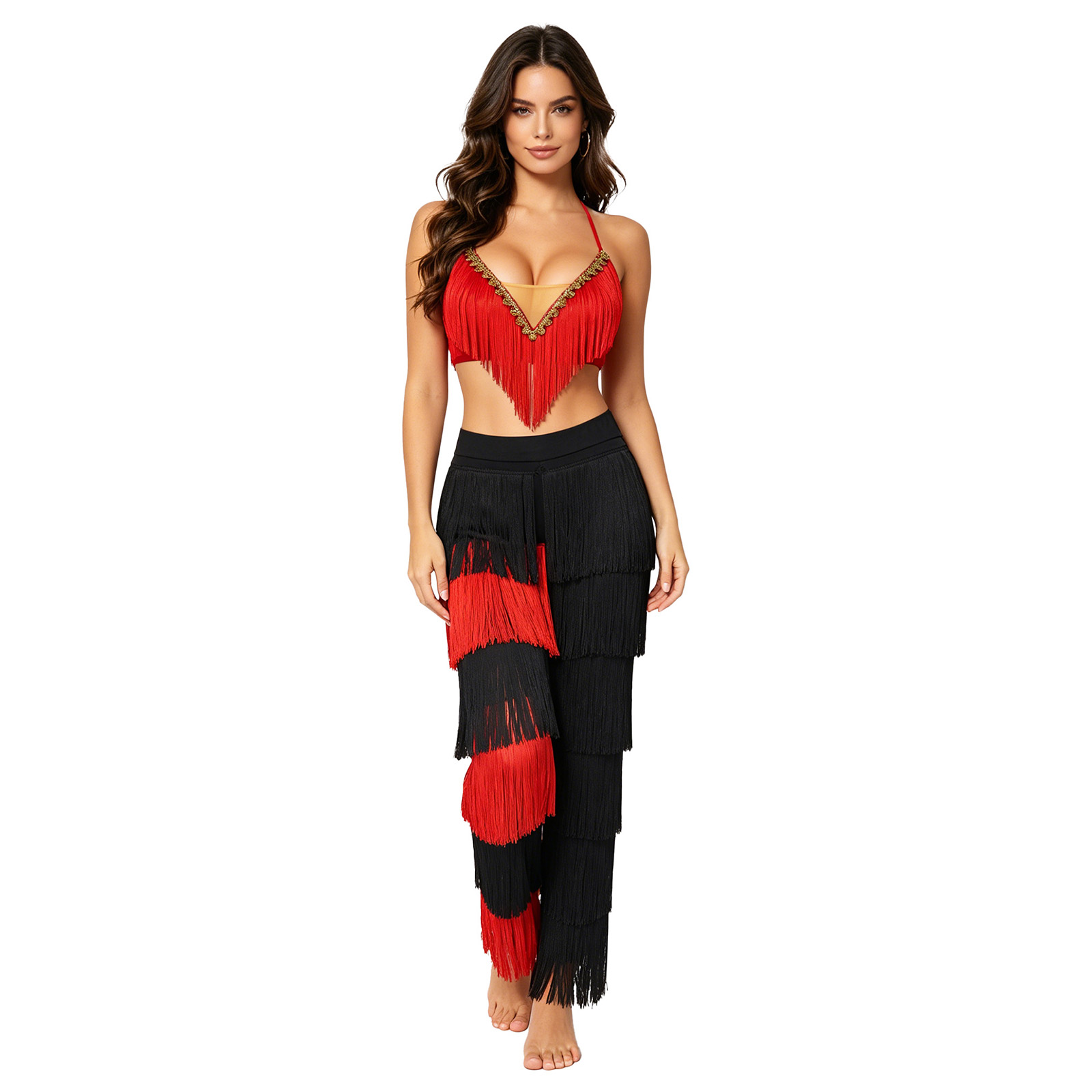 Women 2pcs Tassel Latin Dance  - Lace Bralette Set ulasan dan harga
