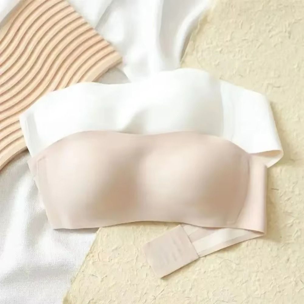 Solid Color Strapless Wrapped  - Plunge Bra Push Up ulasan dan harga