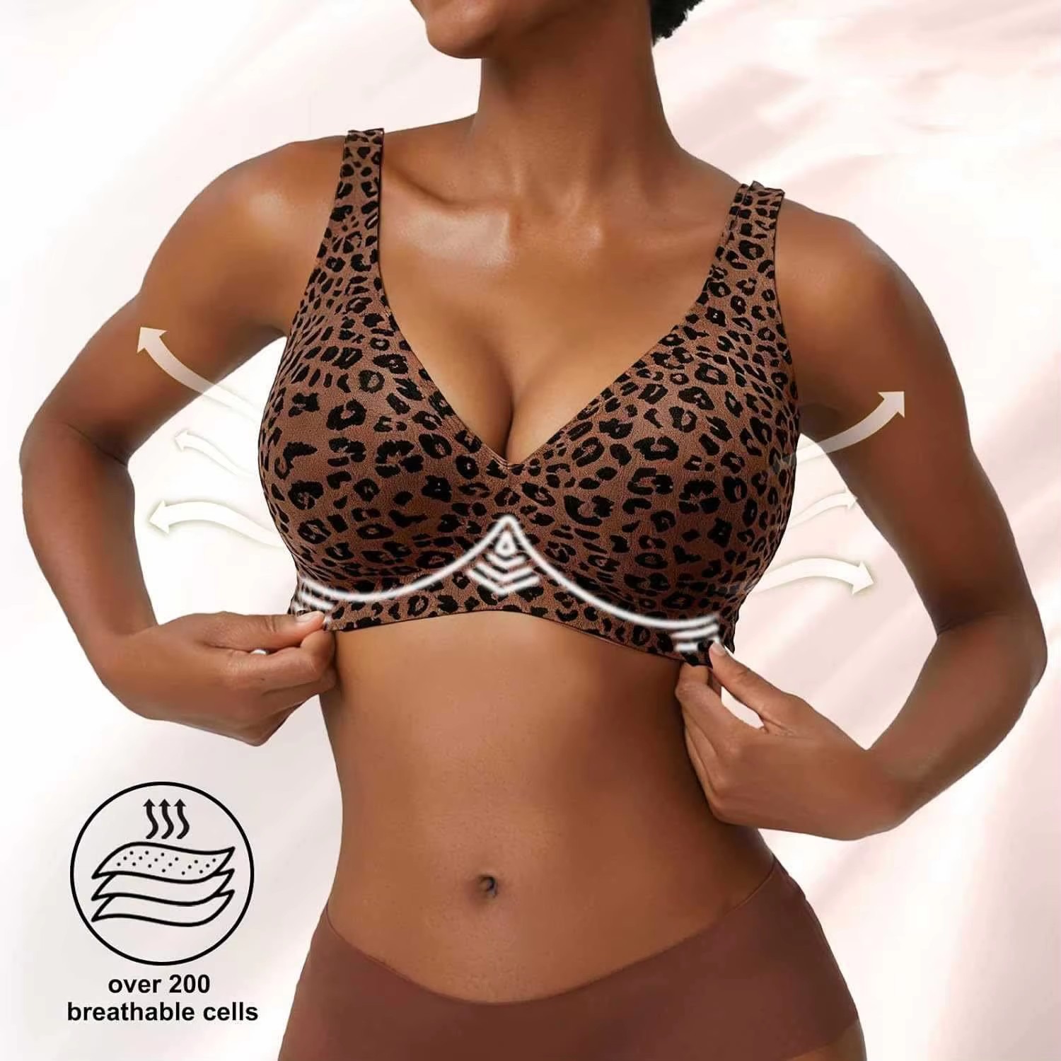 Custom made-2-Row Hook Leopard - Plunge Bra Push Up ulasan dan harga