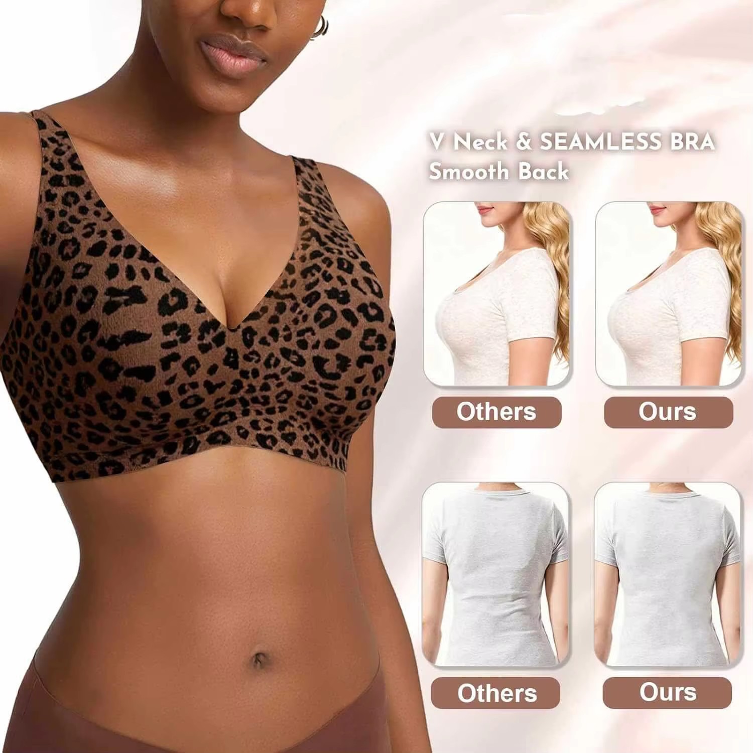 Custom made-2-Row Hook Leopard - Plunge Bra Push Up ulasan dan harga